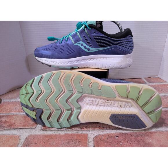 Saucony Ride ISO Everun Womens Size 10 Violet/Aqua Running Walking Athletic Shoe - Picture 5 of 9